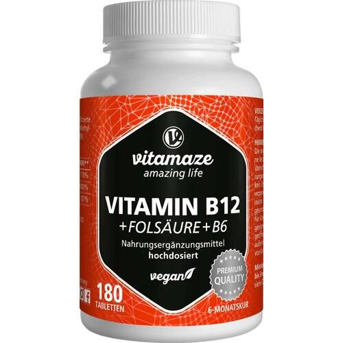 VITAMIN B12 1.000 μg hochdos.+B9+B6 vegan Tabl.